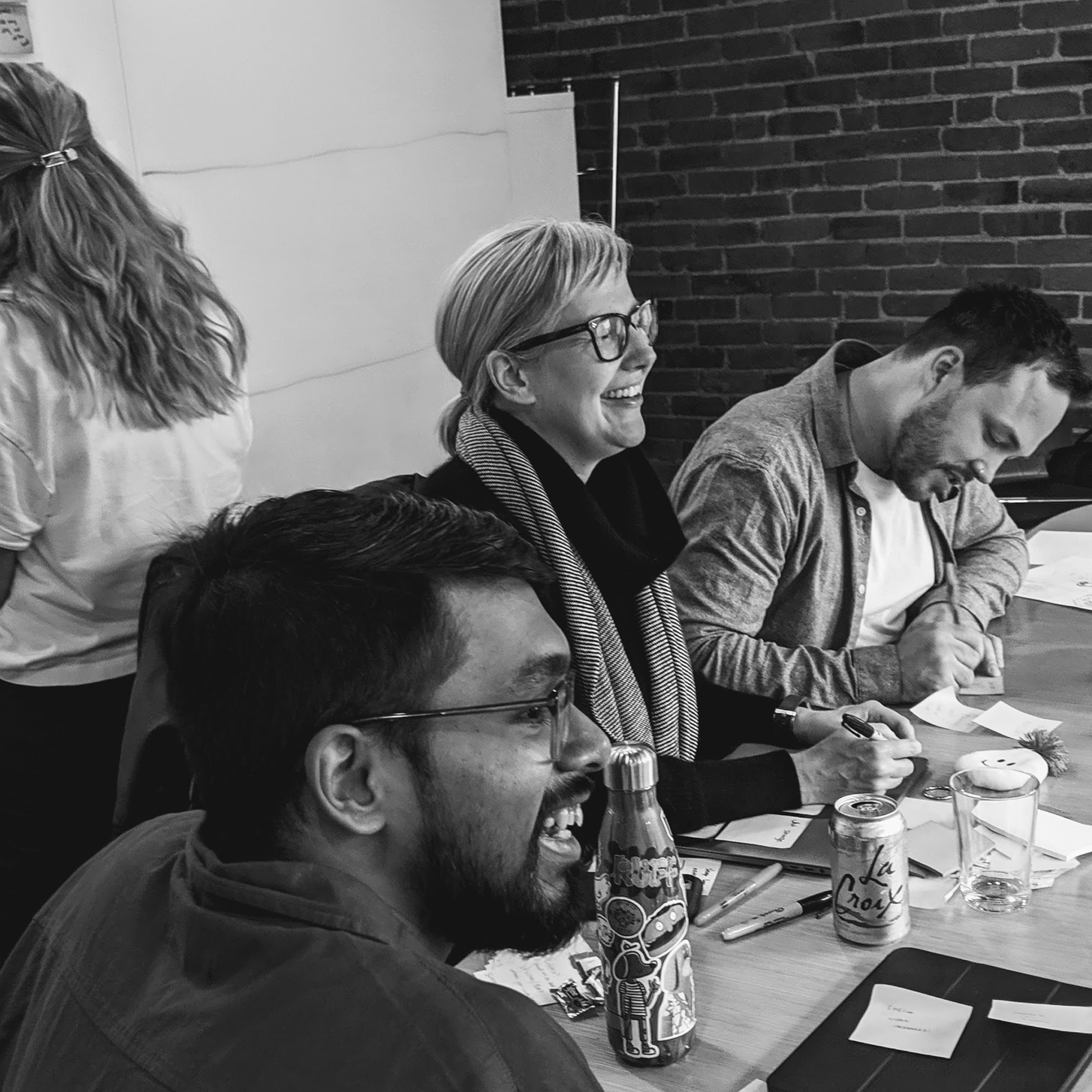 Julia, Geordie, and Saransh having fun in a MetaLab workshop